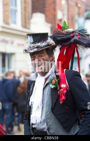 A 'lucky' Victorian chimney sweep at the Dickensian Christmas festival, Rochester, Kent, UK, December 2011. Stock Photo