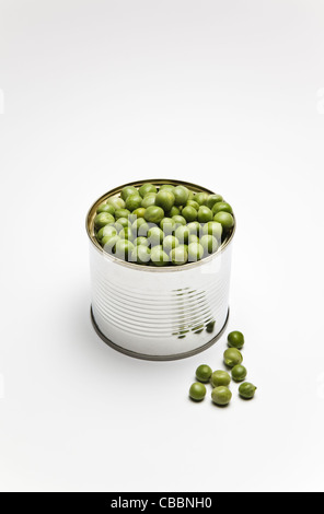 Fresh Peas in Tin Stock Photo