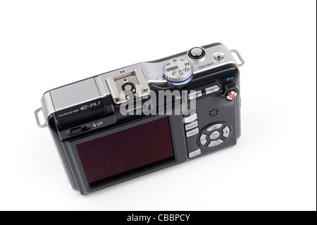 Olympus E-PL1 digital camera body cutout on white background Stock Photo