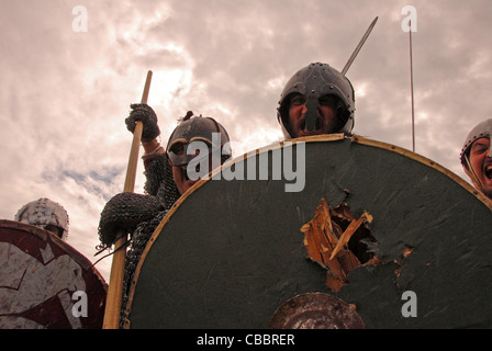 Battle Cry was taken during the two day viking festival at Madyn farm amlwch anglesey north wales uk Stock Photo
