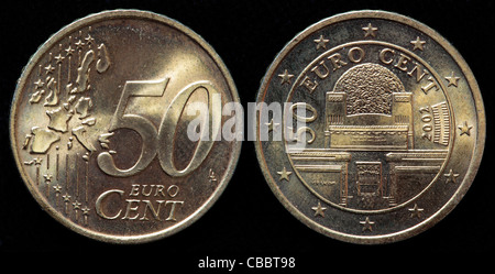 50 euro cent coin, Austria, 2002 Stock Photo