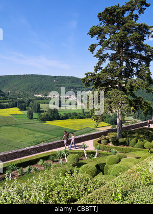 View across the Dordogne river valley from Marqueyssac gardens, Dordogne, France Stock Photo