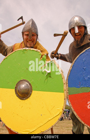 Viking attack was taken on an open weekend the viking festival at amlwch anglesey north wales uk Stock Photo