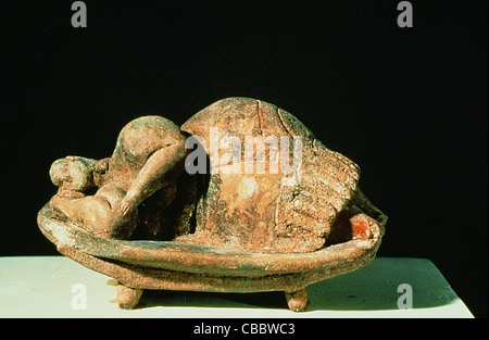 The statue of the 'Sleeping Lady', found in the prehistoric Hypogeum, a UNESCO world heritage site in Paola, island of Malta Stock Photo