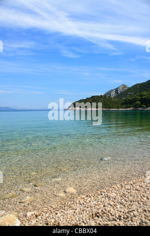 Pebble beach in Duba Peljeska village, Peljesac peninsula, Croatia Stock Photo