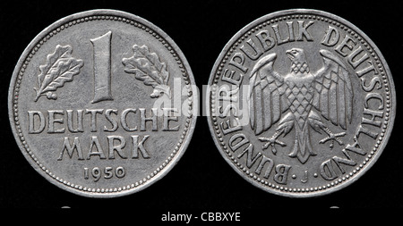 1 Deutsche Mark coin, West Germany, 1950 Stock Photo