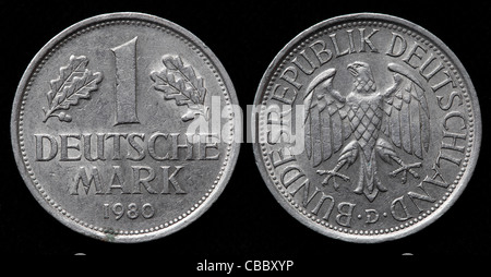 1 Deutsche Mark coin, West Germany, 1980 Stock Photo