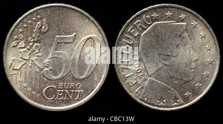 50 Euro cent coin, Luxembourg, 2002 Stock Photo