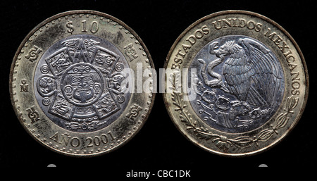 10 peso coin, Mexico, 2001 Stock Photo