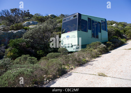 Cape of Good Hope: funicular to old lighthouse on Cape Point Stock Photo