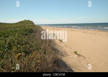 A beach not being occupied by tourists is a great place to visit at Greenwich, Canada, Prince Edward Island National Park. Stock Photo