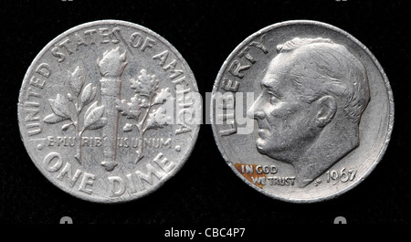 1 Dime coin, USA, 1967 Stock Photo