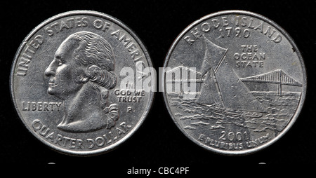 Quarter dollar coin, USA, 2001 Stock Photo