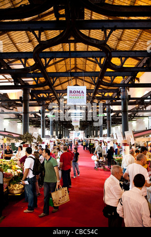 Fresh produce, sold directly to the public from local producers, is held at the Roma Farmer's market, Testaccio district of Rome Stock Photo