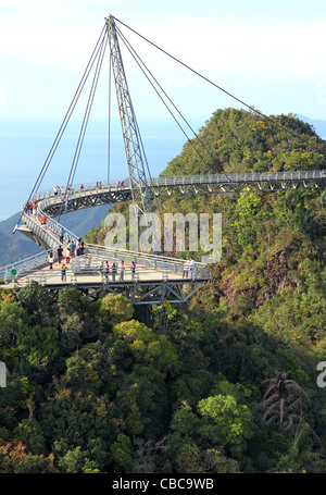 The curve hanging bridge on the top station at Langkawi Cable Car. Langkawi, Kedah, Malaysia, South-East Asia, Asia Stock Photo