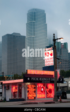 Palm Tarot cards card reading Down Town California United States  Los Angeles Stock Photo