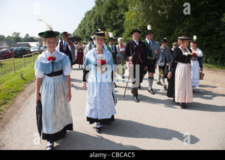 Germany, Bavaria, Munich, People in aumeister beer garden in english ...