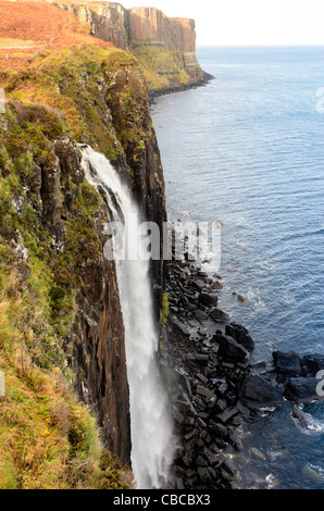 The Mealt Waterfall and Kilt Rock on the Trotternish peninsula of the Isle of Skye Scotland Stock Photo