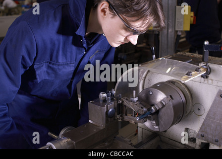 Student at work in shop class Stock Photo