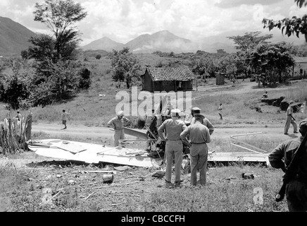 A crashed USAAF liason aircraft Piper Cub Grasshopper. Stock Photo