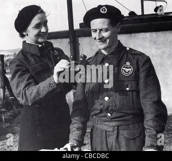 British WW11 Royal Observer Corps operators. This service monitored enemy aircraft to give advance warning of bombing raids. Stock Photo