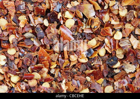 macro image of crushed red chili pepper spice Stock Photo