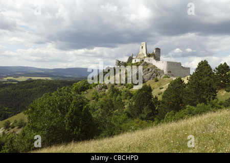 The ruins of medieval castle Cachtice in Male Karpaty hills, well known as a home of blood countess Elizabeth Bathory.