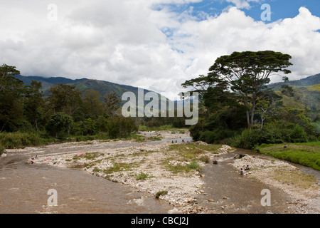 Wamena River in Baliem Valley, West Papua, Indonesia Stock Photo