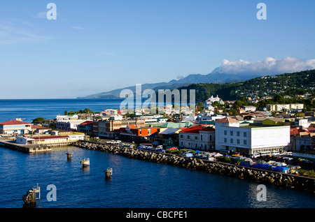 Roseau Dominica city aerial overview of this Eastern Caribbean cruise port Stock Photo