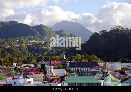 Roseau Dominica above city overview architecture and mountains Eastern Caribbean Stock Photo