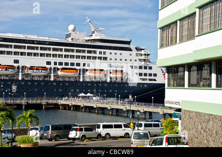 Roseau Dominica cruise port Holland America Maasdam in port Stock Photo