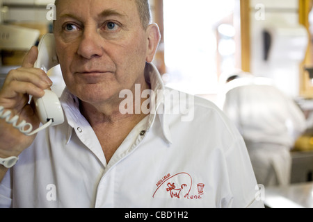 Chef on telephone, portrait Stock Photo