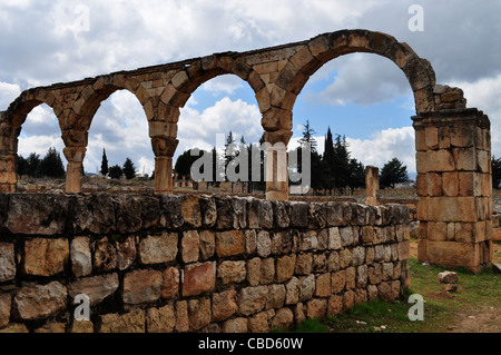 Umayyad city ruins at Anjar, Bekaa Valley, Lebanon Stock Photo