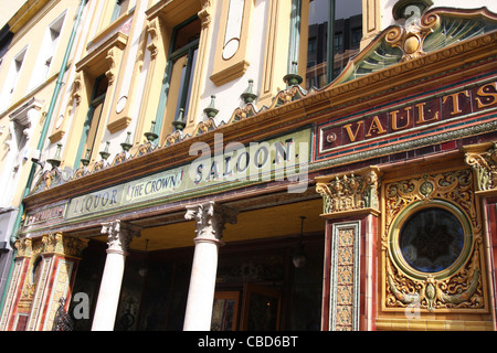 The Crown Liquor Saloon is a public house in Belfast, Northern Ireland, located in Great Victoria Street. Stock Photo