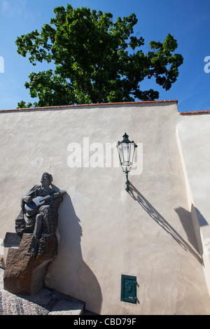 Prague, Karel Hasler (Czech songwriter, actor, lyricist, film and theatre director), sculpture, Old Castle Steps.(CTK Stock Photo