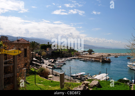 Beautiful Jbeil aka Byblos harbour, Lebanon, ancient Phoenician city dating from 3rd millennium BC Stock Photo