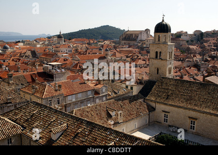VIEW OVER TERRACOTTA ROOF TOP & FRANCISCAN MONASTERY OLD TOWN DUBROVNIK CROATIA 08 October 2011 Stock Photo