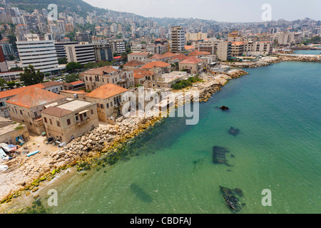Old buildings, aerial, Jounieh, Beirut, Lebanon Stock Photo
