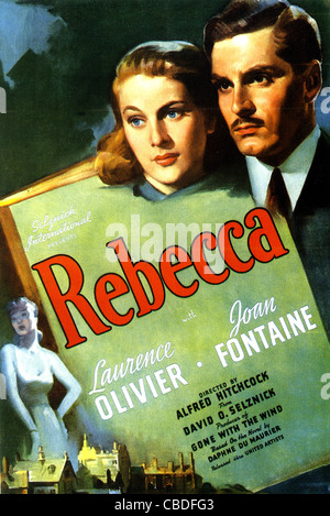 REBECCA  Poster for 1940 Selznick film with Laurence Olivier and Joan Fontaine Stock Photo