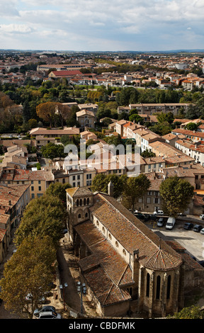 Image of the Saint Gimer's Church located in the base town of the fortified city of Carcassonne located in the Aude ,France Stock Photo