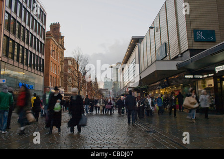 Christmas Shoppers near The Arndale Centre on Market Street Manchester City Centre Stock Photo