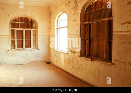 Old building in abandoned diamond mining town of Kolmanskop, Namibia Stock Photo