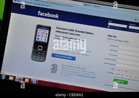 Facebook log-in page on computer screen, Greater London, England, United Kingdom Stock Photo