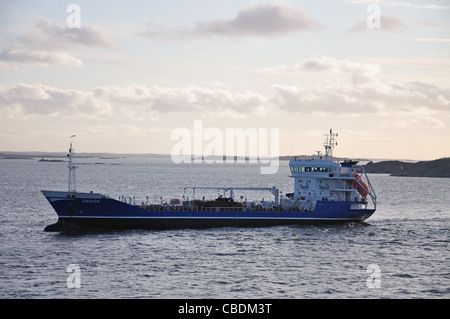 Oil tanker ship entering Gothenburg Harbour, Gothenburg, Västergötland & Bohuslän Province, Kingdom of Sweden Stock Photo