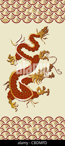 Red Chinese dragon of water 2012 year background. Stock Photo