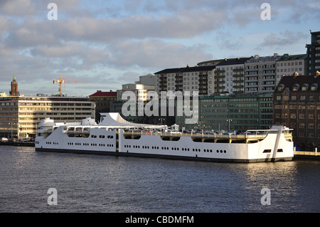 Floating carpark on Gothenburg Harbour, Gothenburg, Västergötland & Bohuslän Province, Kingdom of Sweden Stock Photo