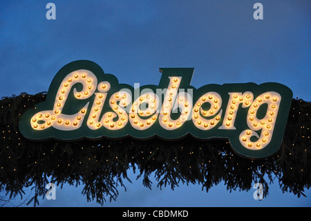 Entrance sign to Liseberg Christmas Market, Gothenburg, Västergötland & Bohuslän Province, Kingdom of Sweden Stock Photo