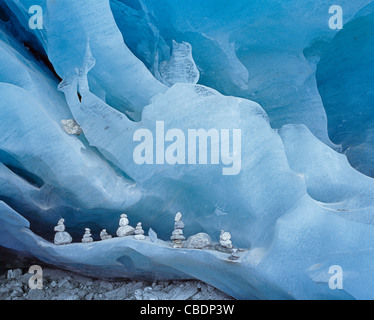 Crystalline Ice Cave In Blue Color. Soft Glow. View From Inside 