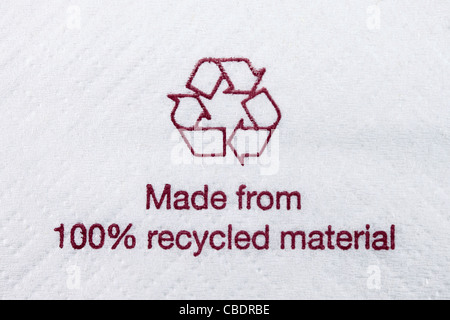 Napkin Made from 100% recycled material Stock Photo