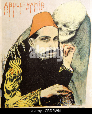 Sultan Abdul Hamid II, Ottoman Sultan of Turkey as Sick Man of Europe. Cover of French Satirical Magazine, 'Le Rire', May 1897 Stock Photo